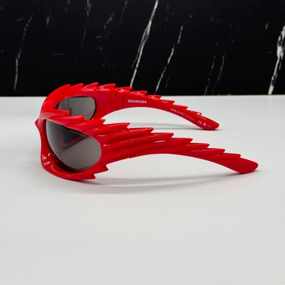 NEW BB0255S 004 BALENCIAGA RED GREY OVAL WOMEN BALENCIAGA SUNGLASSES - Picture 6 of 10